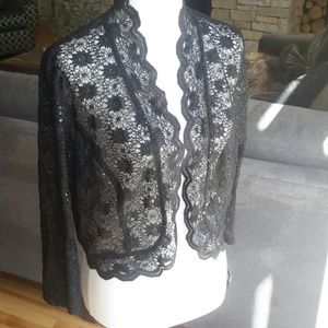 BLACK LACE AND SEQUENCE SHRUG NWT